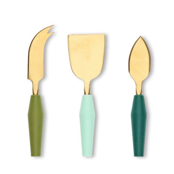 NWT Bullseye’s Playground (3) Cheese Knife Set Green Gold - Picture 1 of 4